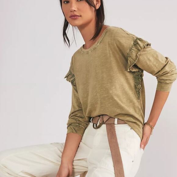 NWT Pilcro Ruffled Open-Back Moss Top - Medium - Picture 2 of 7